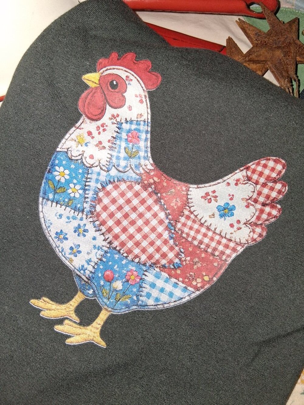Dark Grey Tee with Chicken DTF Heat Transfer